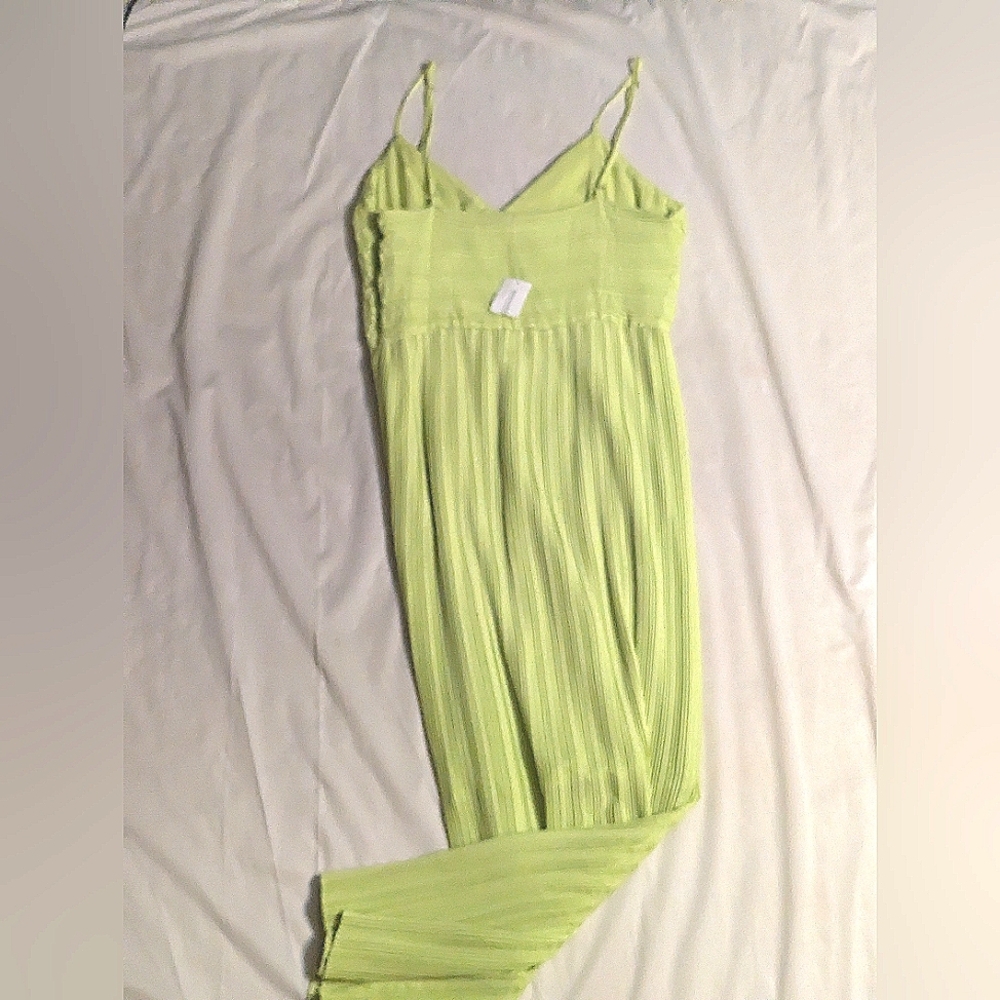 Maxi dress, sleeveless neon plisse Size 8 Tall - Picture 3 of 7